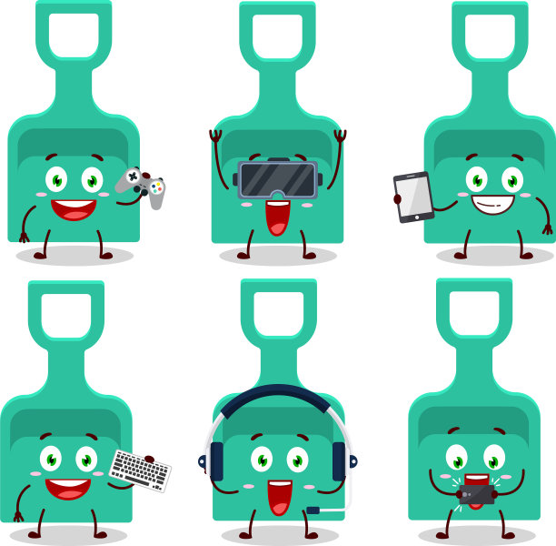 沙铲卡通人物正在玩游戏图片下载