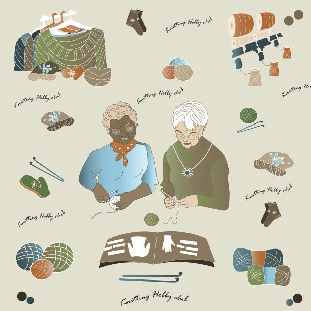 编织俱乐部里的成年女性。图片下载