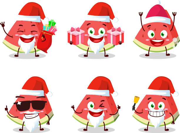 圣诞老人的表情和西瓜图片下载