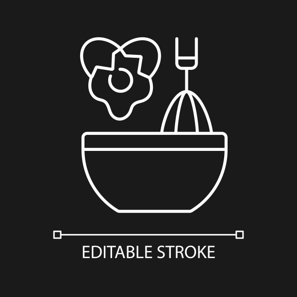 炒菜原料白色线性图标为黑色主题图片下载