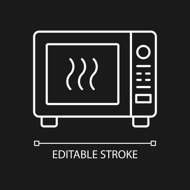 微波白色线性图标黑暗的主题图片下载