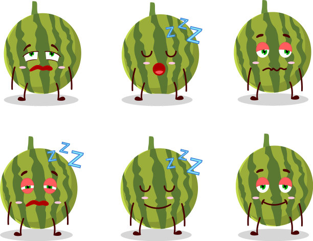 卡通人物西瓜有睡意图片下载