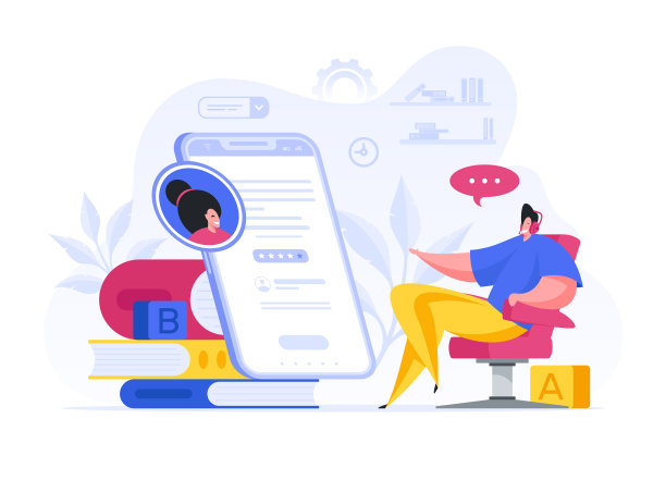 男子通过智能手机与在线教师交谈图片下载