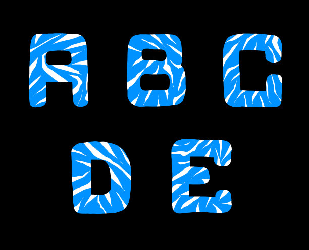 原蓝色字母与白色条纹在黑色背景图片下载