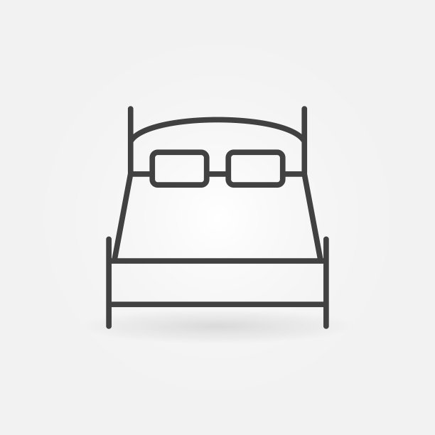 双人床概念线简单图标图片下载