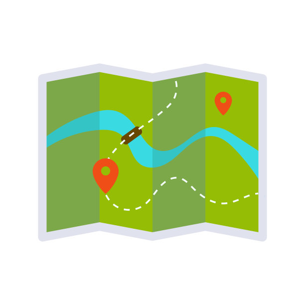 折纸旅游地图与河别针和图片下载