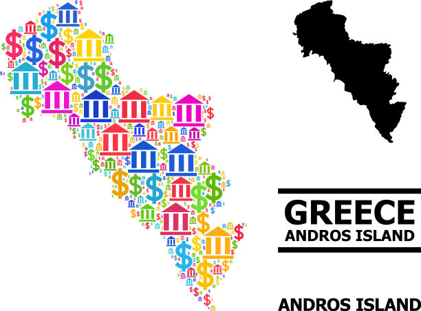 拼贴地图希腊-安德罗斯岛图片下载