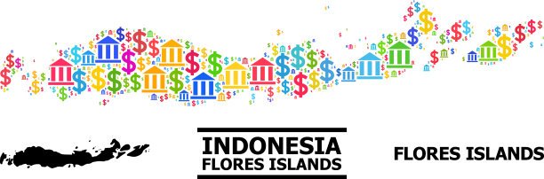 拼贴地图印度尼西亚-弗洛雷斯岛图片下载