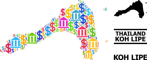 马赛克地图koh lipe银行和货币图片下载