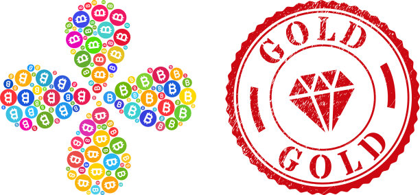 黄金垃圾印章和比特币金币图片下载