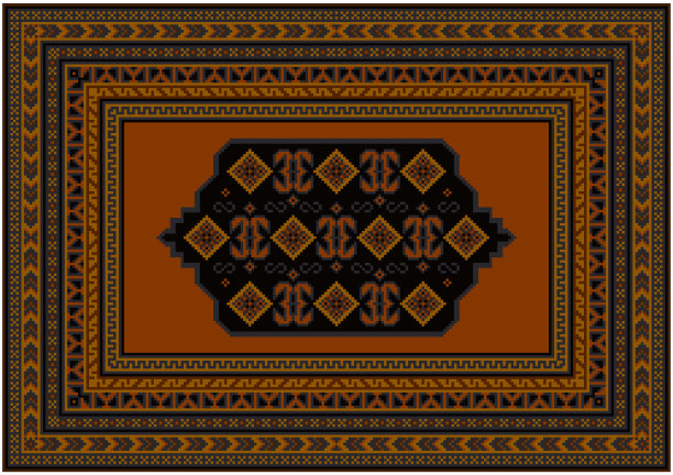 地毯上点缀着橘色和灰色的装饰物图片下载