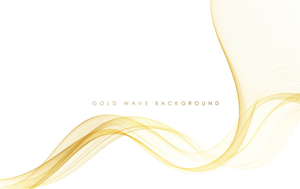 抽象彩色流动的金色波浪线图片下载