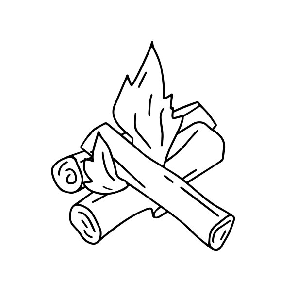 游客篝火远足在森林隔离图片下载