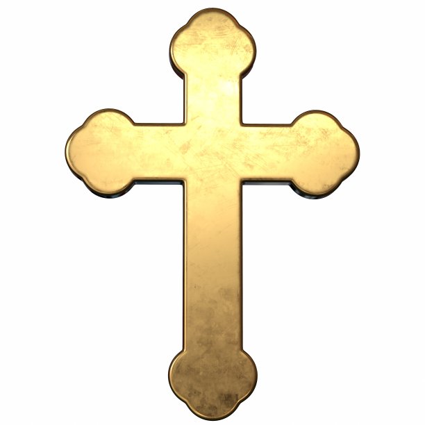 3D渲染的金色十字在白色的背景图片下载