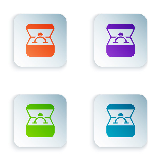 彩色钻石订婚戒指在一个盒子图标图片下载