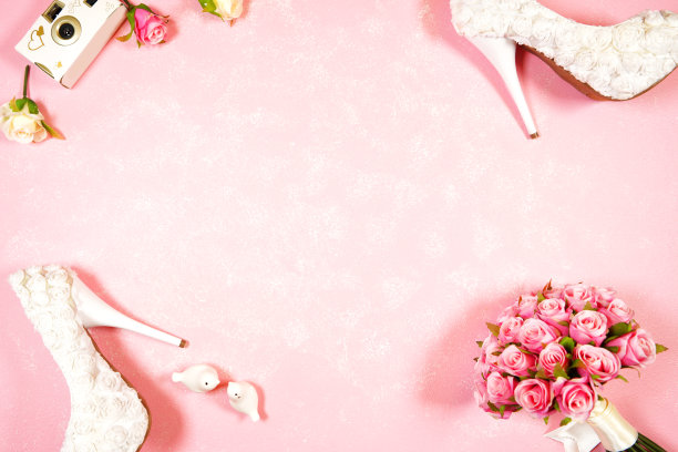 婚礼和婚礼主题边框背景。图片下载