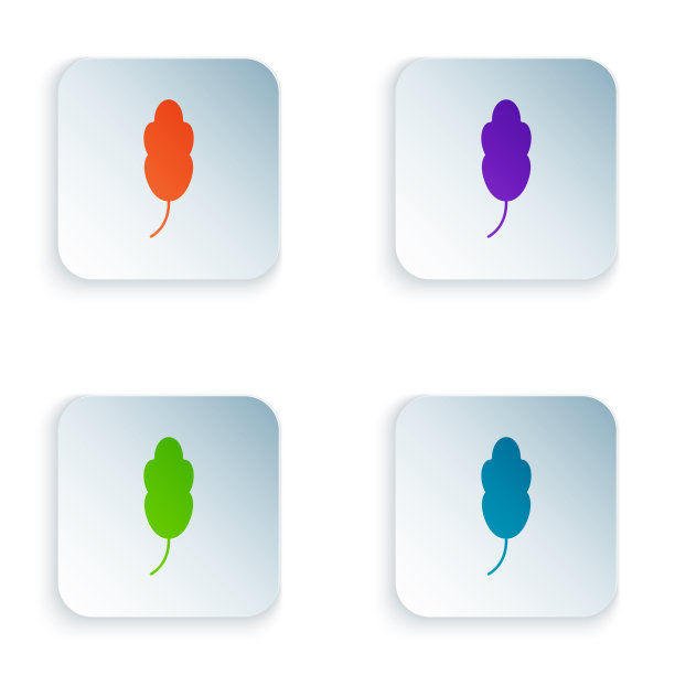 彩色羽毛图标隔离在白色背景图片下载