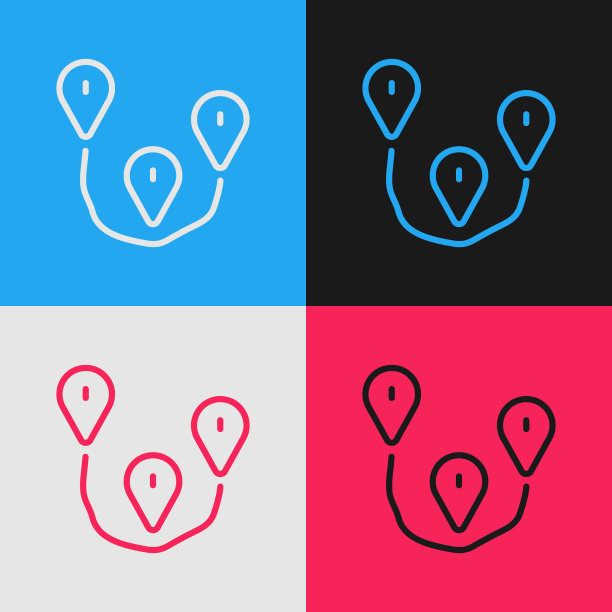 波普艺术线路线位置图标孤立的颜色图片下载