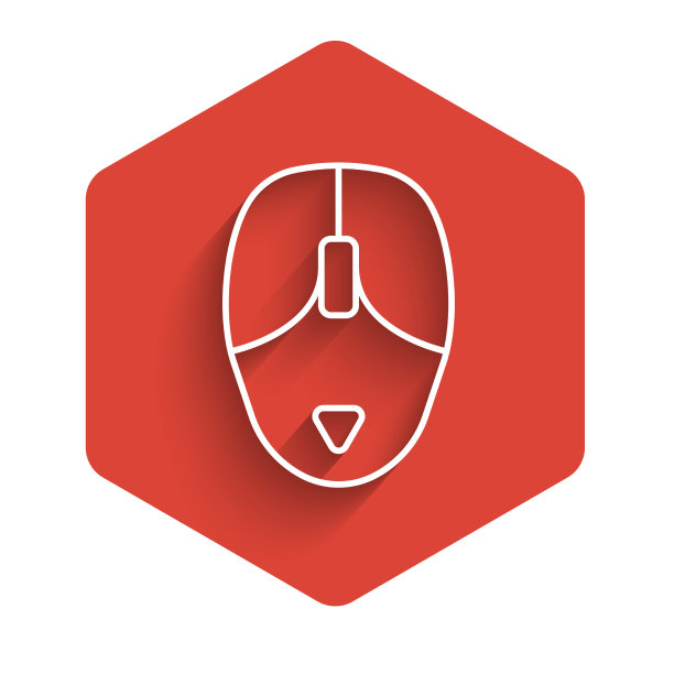 白线电脑鼠标图标与长隔离图片下载