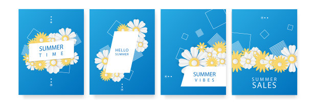 你好夏季销售横幅剪纸风格设计图片下载