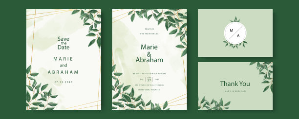 婚礼请柬镜框，花叶图片下载