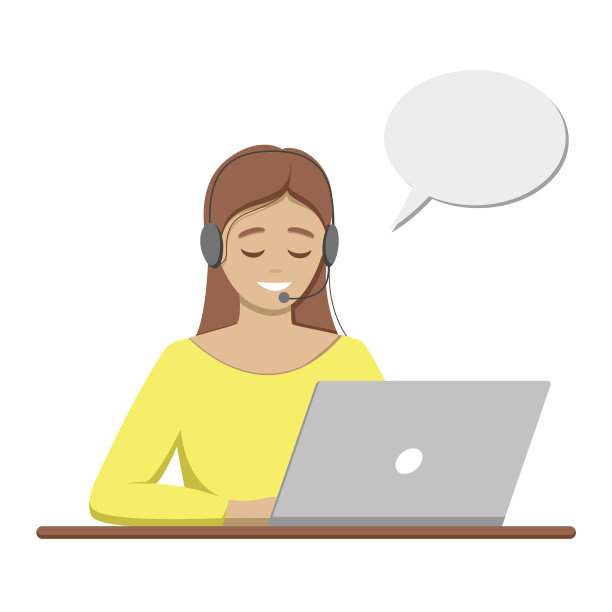 穿黄色衣服的呼叫中心接线员图片下载