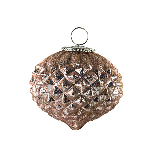 圣诞节装饰玻璃松果孤立在白色背景。图片下载