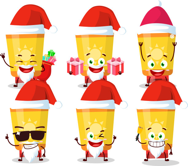 带有防晒霜的圣诞老人表情卡通图片下载