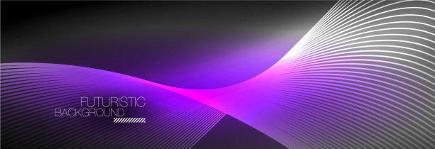 抽象的霓虹灯在黑暗中发出波浪般的光图片下载