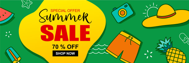 夏季销售旗帜封面模板背景图片下载