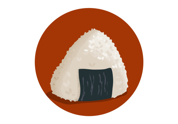 日本饭团孤立的饭团上有红背图片下载