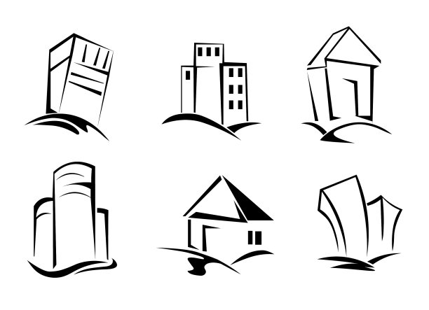 房子和建筑标志集图片下载