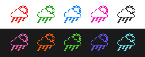 设线云与雨和太阳图标隔离上图片下载