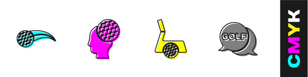 设置高尔夫球棒和标签图标图片下载