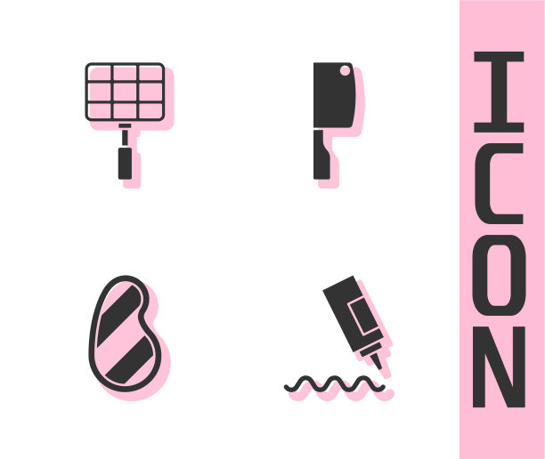 集酱瓶烧烤钢格栅牛排肉图片下载