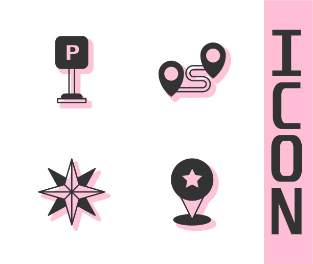 设置地图指针与星停车风玫瑰图片下载