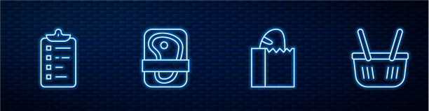 在纸袋里放上面包条购物清单图片下载