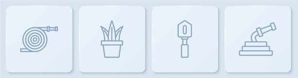 在花盆中设置行花园软管铲图片下载