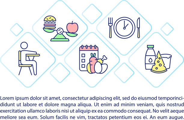学校膳食概念线图标与文字图片下载