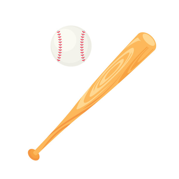 扁平风格的棒球棒和球图片下载
