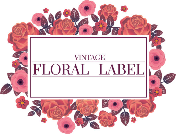 粉红玫瑰和金色元素标签图片下载