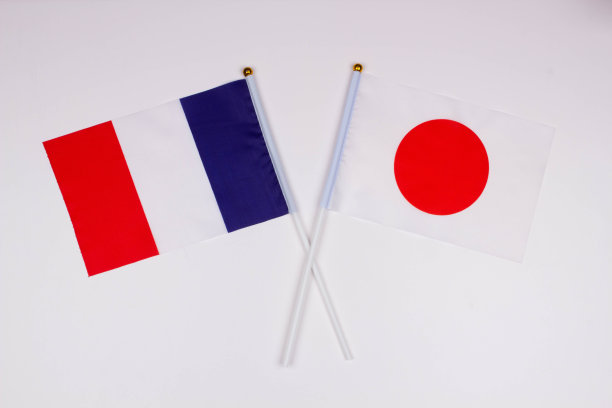 法国国旗和法国国旗在白色背景上互相交叉。孤立。这幅图说明了国家之间的关系。媒体上的新闻和文章图片图片下载
