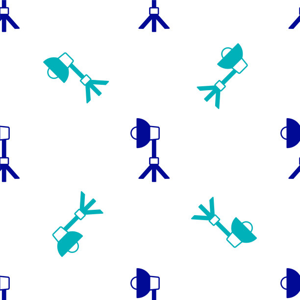 蓝色工作室灯泡在软盒图标隔离图片下载