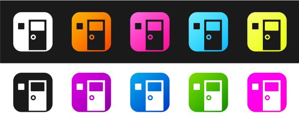 设置学校教室图标孤立在黑色和图片下载