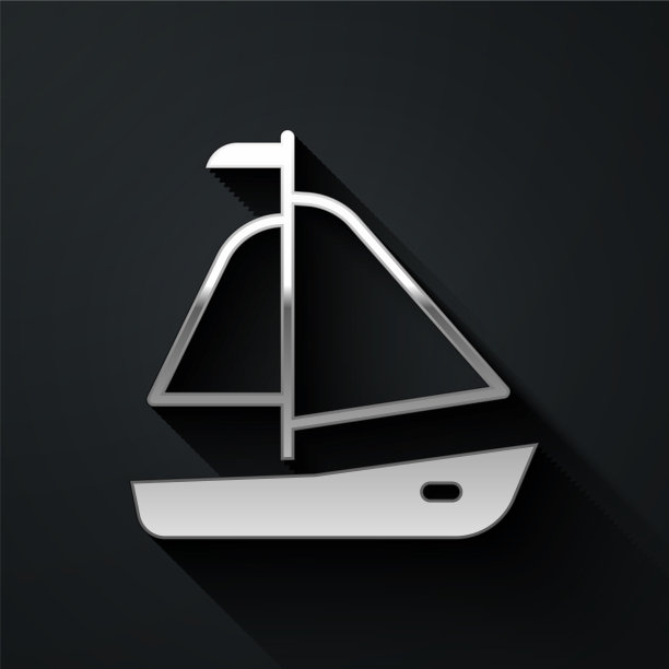 银色游艇、帆船或帆船图标图片下载
