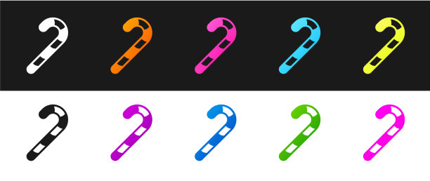 设置带条纹图标的圣诞糖果拐杖图片下载