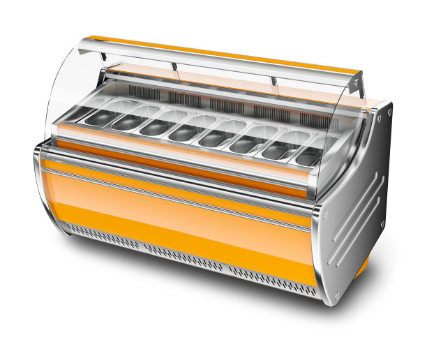 冰箱冰淇淋在复古风格3D图片下载