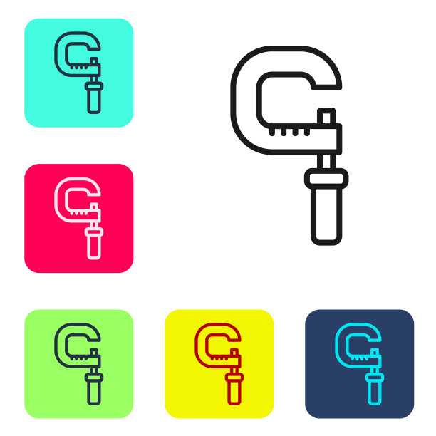 黑线千分尺图标隔离在白色图片下载