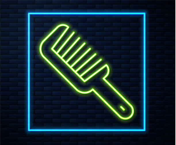发光的霓虹灯线发刷图标孤立在砖图片下载