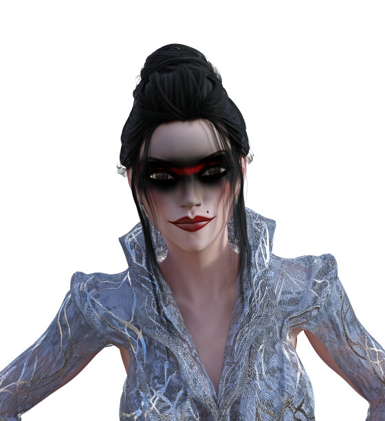 一个女人的插图与黑色和红色的化妆在白色的背景。图片下载